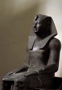 الآثار المصرية: نحت من الباسانيت يمثل الحاكم تحتمس (تحتمس أو تحتمس) الثالث (1479-1425 قبل الميلاد) ، الفرعون المصري. خافت. 192 سم. الأسرة الثامنة عشر. تورينو المتحف المصري بواسطة الأسرة الثامنة عشر المصرية