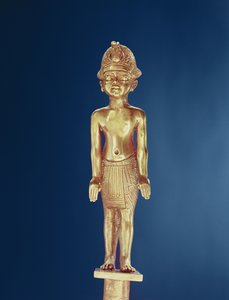 صورة للملك ، من مقبرة توت عنخ آمون (1370-1352 قبل الميلاد) المملكة الجديدة (الذهب) بواسطة الأسرة الثامنة عشر المصرية