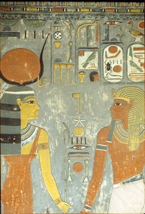 حورمحب وحتحور ، من مقبرة حورمحب (c.1323-1295 قبل الميلاد) المملكة الحديثة (رسم جداري)