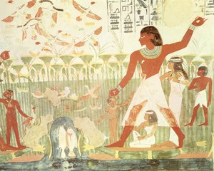 الصيد والصيد ، من مقبرة نخت ، المملكة الجديدة (رسم جداري)