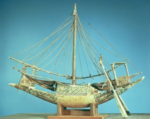 نموذج لأحد قوارب الفراعنة من مقبرة توت عنخ آمون (1370-52 قبل الميلاد) المملكة الحديثة (خشب)