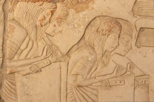 نقش يصور الكتبة في العمل ، من مقبرة حورمحب (حوالي 1323-1295 قبل الميلاد) المملكة الحديثة (رسم جداري) (تفاصيل 218338) بواسطة الأسرة الثامنة عشر المصرية