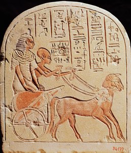 لوحة تصور ناسخًا يقود عربة ، من تل العمارنة ، المملكة الحديثة ، c.1353-1337 قبل الميلاد
