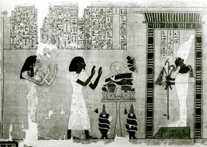المتوفى بصحبة شقيقته يذهب لتكريم أوزوريس ، التفاصيل من كتاب الموتى ، المملكة الحديثة (ورق البردي)