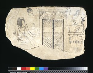 أوستراكون ، المملكة الحديثة ، c.1295-c.1186 قبل الميلاد (الحجر الجيري المطلي)