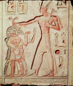 رمسيس (1279 - 1213 قبل الميلاد) يهزم أعداءه (نقش بارز على الحجر الجيري، الأسرة التاسعة عشرة)