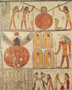 تفاصيل من كتاب الأرض ، من حجرة الدفن في مقبرة رمسيس السادس (حكم 1114-1136 قبل الميلاد) المملكة الجديدة (رسم جداري)