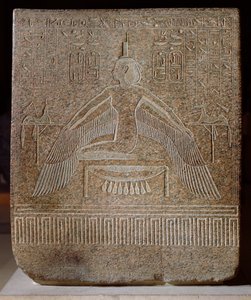 إيزيس بتروفور ، من تابوت رمسيس الثالث (c.11854-1153 قبل الميلاد) من قبره في وادي الملوك ، المملكة الجديدة (الجرانيت الوردي)
