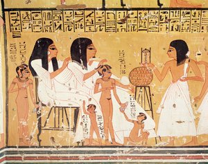 القتلى وعائلاتهم وخدامهم ، من مقبرة أنكيرخي ، مقابر العمال ، المملكة الحديثة (جدارية)