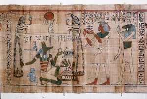 التهاب الآثار المصرية: رهاب النفس (وزن النفوس). بردية من كتاب الموتى. بردية الأسرة الحادية والعشرين