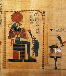 بردية أسطورية لإيمن مصوف ، حامل آمون الأول. التفاصيل: الله رع حراختي بواسطة الأسرة المصرية الثانية والعشرون