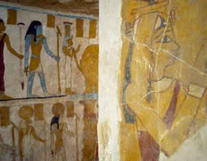 لوحات جدارية من مقبرة با نينتوي ، الواحات البحرية ، الجيزة ، مصر الحضارة المصرية ، الأسرة السادسة والعشرون ، 663-525 قبل الميلاد بواسطة الأسرة المصرية السادسة والعشرون