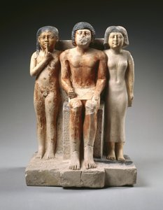 تمثال نيكارا وعائلته ، أواخر الأسرة الخامسة ، المملكة القديمة ، حوالي 2455 - 2350 قبل الميلاد (الحجر الجيري الملون) بواسطة الأسرة الخامسة المصرية