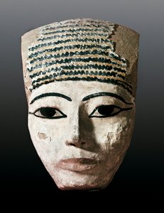 Ancient Egypt: Portrait for an Egyptian sarcophagus. 17th-12th century av JC. Polychrome wooden carving. Monistrol of Montserrat, Montserrat Museum. بواسطة مصري مصري