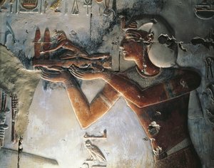 نقش بارز ملون لفرعون بواسطة مصري مصري