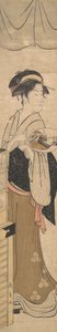 سيدة شابة مع مروحة. بواسطة Eisōsai Chōki