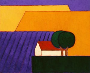 حقل اللافندر ، بروفانس ، 2004 (أكريليك على ورق)