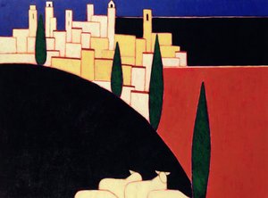 سان جيمينيانو مع الأغنام ، 1999 (أكريليك على ورق)