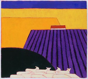 حقول الأغنام واللافندر ، 2004 (أكريليك على ورق)