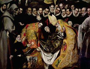 The Burial of Count Orgaz, from a legend of 1323, detail of a young page, St. Etienne, the Count and St. Augustine بواسطة إل جريكو