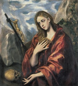 مريم المجدلية في التوبة. 1585-1590 (زيت على قماش) بواسطة إل جريكو