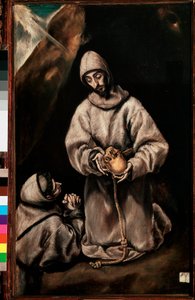 القديس فرانسوا الأسيزي والأخ ليون (ليون) يتأملان في الموت ، حوالي 1600 (زيت على قماش) بواسطة إل جريكو