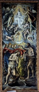 معمودية المسيح اللوحة بواسطة Domenikos Theotokopoulos dit El Greco (1541-1614) 1596 Sun. 3،5x1،44 م مدريد ، متحف برادو بواسطة إل جريكو