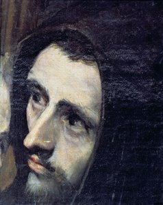 دفن الكونت أورغاز ، من أسطورة عام 1323 ، تفاصيل راهب فرنسي ، 1586-88 زيت على قماش من 44240 بواسطة إل جريكو