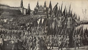 رسم توضيحي من اتحاد الجمهوريات الاشتراكية السوفياتية يبني الاشتراكية ، 1933. بواسطة اليعازر ماركويتش ليسيتسكي
