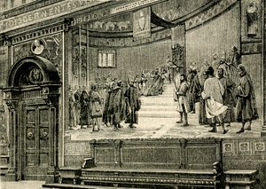 اللوحات الجدارية في القاعة الكبرى في قصر البرنابيين، للفنان إيليا بونسي (1866-1953)، ماشيراتا، مارشي، إيطاليا بواسطة إيليا بونسي