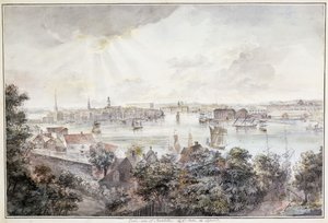 منظر ستوكهولم من سودر مع القصر الملكي ، Storkyrkan ، Riddarholmskykan و Tskakykan ، بواسطة إلياس مارتن