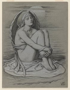 Bound Angel، 1891 (طباشير أبيض وأسود أو قلم تلوين على ورق منسوج) بواسطة اليهو فيدر