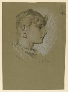 رسم، رأس امرأة، بروفيل: روزينا، حوالي عام 1885 بواسطة اليهو فيدر