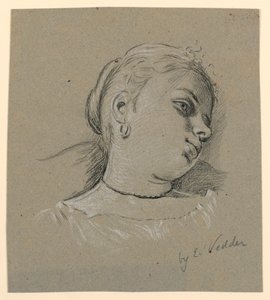 رسم، رأس فتاة إيطالية، حوالي عام 1885 بواسطة اليهو فيدر