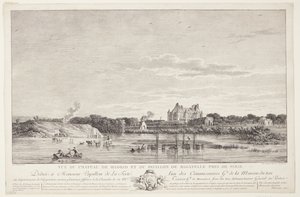 منظر لقصر مدريد وبافيلون دي باجاتيل (Vue du Chateau de Madrid et du Pavillon de Bagatelle pres de Paris) بواسطة بعد لويس غابرييل مورو