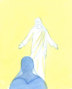 حدقني المسيح بحب وحنان هائلين ، كما أعربت عن أسفي وحبي ، 2003 (w - c على الورق) بواسطة إليزابيث وانج