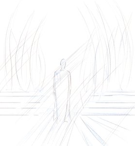 وقف المسيح أمامي محاطًا بالملائكة. قال: "نكرم من يكرمونني" 2001 (ث - ج على ورق). بواسطة إليزابيث وانج