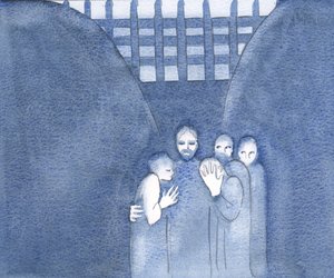 المسيح المصلوب قريب بشكل خاص من كل الذين يعانون من أجله ، 2000 (w - c على الورق) بواسطة إليزابيث وانج