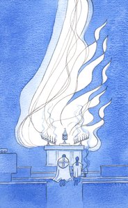 إن حضور المسيح الحقيقي على المذبح مجيد للغاية ، وكأن نار التسبيح والمجد تصعد إلى الآب ، 2002 (w - c على الورق) بواسطة إليزابيث وانج