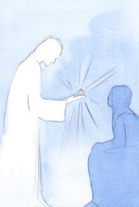 حمل كأسًا صغيرًا على شكل بلورة. كان يمثل نقاء النية الذي سعيت إليه ، 2002 (w - c على الورق) بواسطة إليزابيث وانج