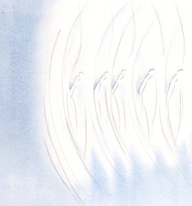 في المساء ، رأيت أن جماعة الملائكة المقدسة كانت واحدة ، في رسم علامة الصليب. ، 2000 (w - c على الورق) بواسطة إليزابيث وانج