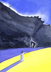 يسوع رفع لعازر إلى الحياة ، ٢٠٠١ (w - c على الورق) بواسطة إليزابيث وانج
