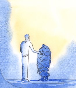 مثل المتسولين المساكين ، نحن بحاجة إلى مساعدة المسيح ، الذي يتوسل للآب نيابة عنا ، عندما نصلي باسمه ، 2002 (w - c على الورق) بواسطة إليزابيث وانج