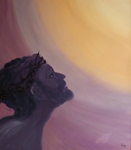 على الصليب أحب يسوع إخوته الرجال والنساء بحبه الإلهي وقدم تعويضًا لانهائيًا عن جرائمهم ، 2001 (زيت على ظهر السفينة) بواسطة إليزابيث وانج