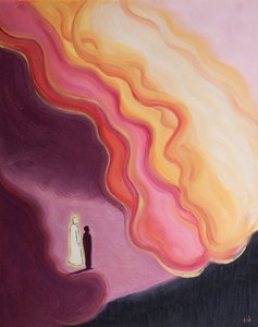 فقط من خلال المسيح يمكننا أن نواجه النقاء الهائل وقوة اللاهوت ، 2002 (زيت على ظهر السفينة) بواسطة إليزابيث وانج