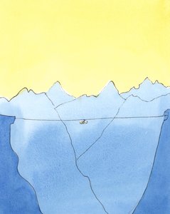 الرحلة من الحياة إلى الموت مثل ركوب التلفريك بين جبلين ، 2004 (ث - ج على الورق) بواسطة إليزابيث وانج