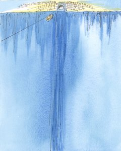 الرحلة من الحياة إلى الموت مثل ركوب التلفريك بين جبلين ، 2004 (ث - ج على الورق) بواسطة إليزابيث وانج