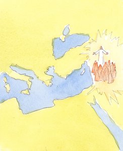 أولئك المسيحيون الذين يكافحون ليكونوا شبيهًا بالمسيح في ظروف صعبة يصنعون جيدًا أن `` ينظروا &39;&39; إلى حياة المسيح على الأرض ، 2004 (w - c على الورق) بواسطة إليزابيث وانج