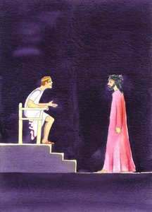 "ما هي الحقيقة؟" قال بيلاطس ليسوع ، 2001 (w - c على الورق) بواسطة إليزابيث وانج