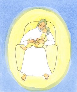 عندما يستقبله صديق للمسيح في المناولة المقدسة ، ولكنه مريض جدًا ومرهق من أن يصلي ، يمكنها أن تتأكد من أن المسيح `` يحملها &39;&39; في رعايته المحبّة تمامًا كما سيحمل طفلًا مريضًا.، 2004 (w - بواسطة إليزابيث وانج